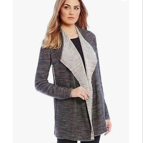 Eileen Fisher Organic Cotton‎ Cascading Slub Open Front Jacket - Picture 1 of 13